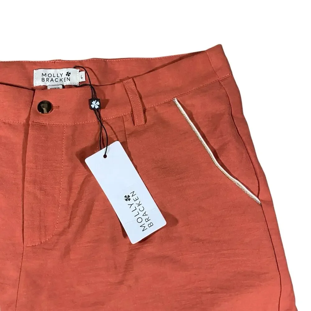 Molly Bracken Coral Scallop Shorts NWT - L